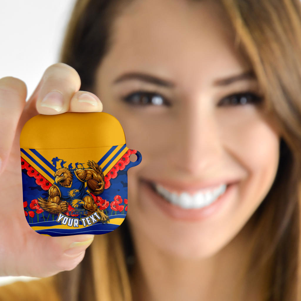 Personalised West Coast Eagles ANZAC AirPods Case Military Remembrance Australian Football Mascot Camouflage