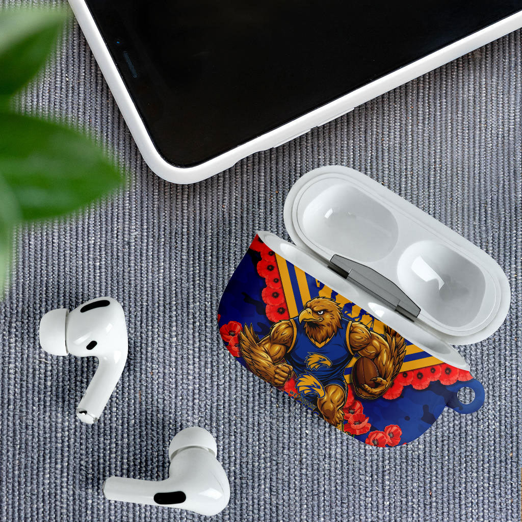 Personalised West Coast Eagles ANZAC AirPods Case Military Remembrance Australian Football Mascot Camouflage