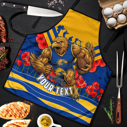 Personalised West Coast Eagles ANZAC Apron Military Remembrance Australian Football Mascot Camouflage