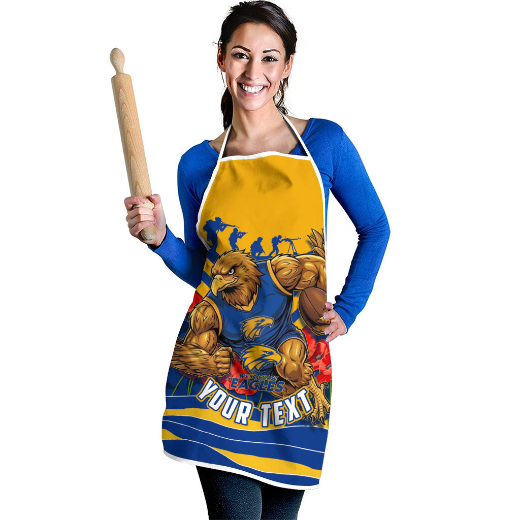 Personalised West Coast Eagles ANZAC Apron Military Remembrance Australian Football Mascot Camouflage