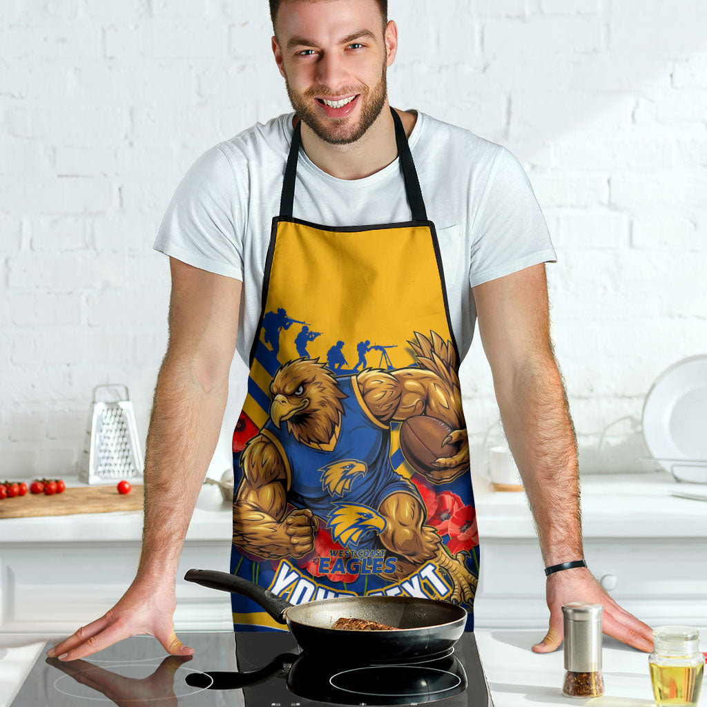 Personalised West Coast Eagles ANZAC Apron Military Remembrance Australian Football Mascot Camouflage