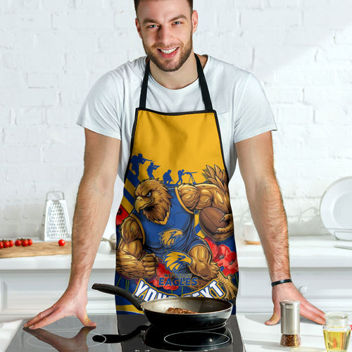 Personalised West Coast Eagles ANZAC Apron Military Remembrance Australian Football Mascot Camouflage