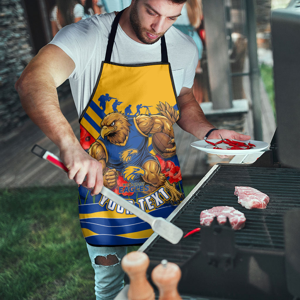 Personalised West Coast Eagles ANZAC Apron Military Remembrance Australian Football Mascot Camouflage