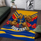 Personalised West Coast Eagles ANZAC Area Rug Military Remembrance Australian Football Mascot Camouflage