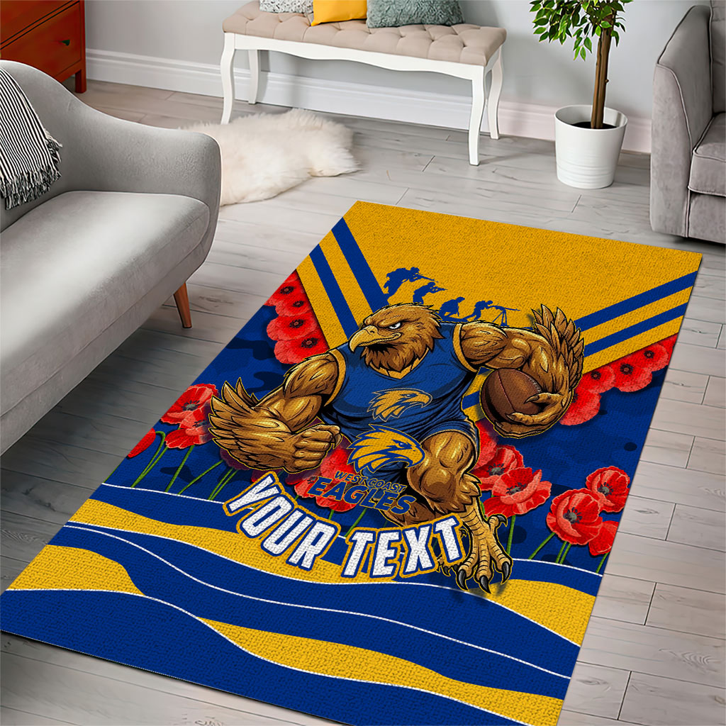 Personalised West Coast Eagles ANZAC Area Rug Military Remembrance Australian Football Mascot Camouflage