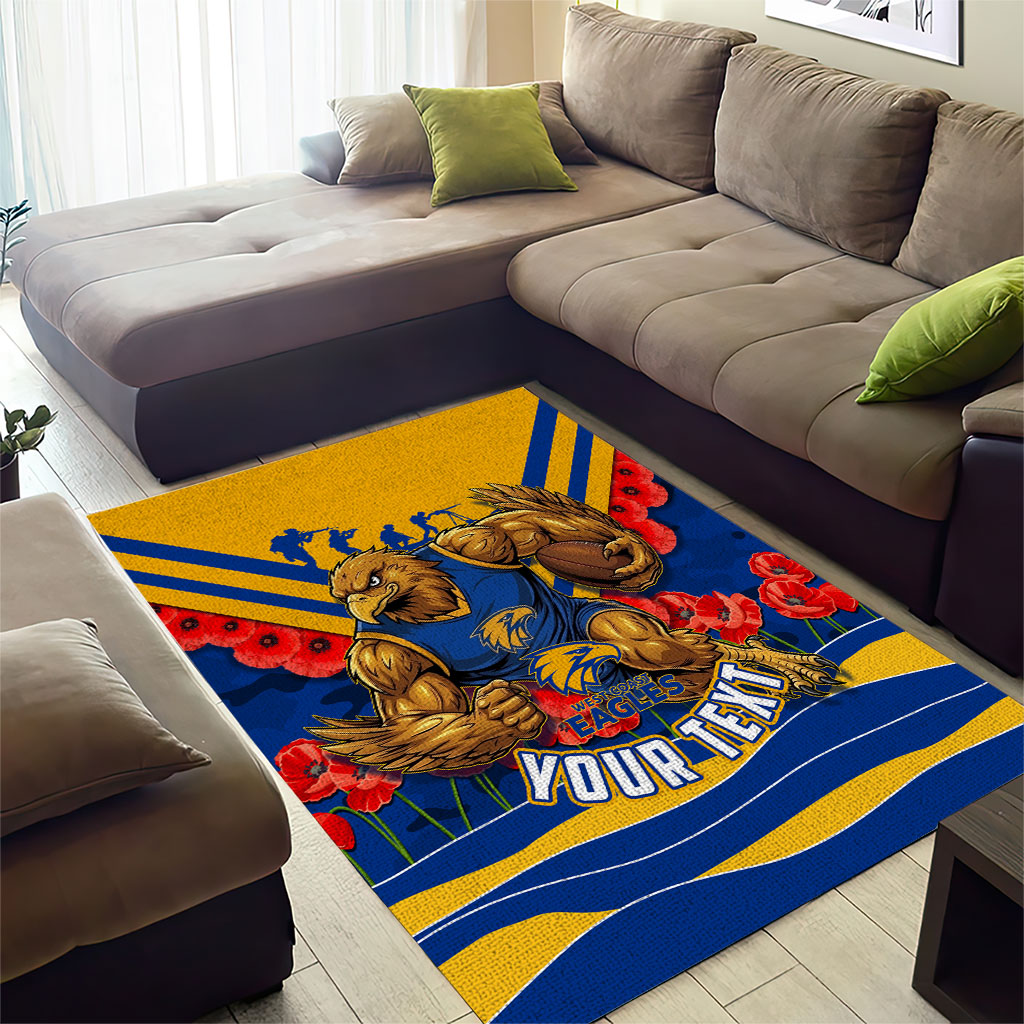 Personalised West Coast Eagles ANZAC Area Rug Military Remembrance Australian Football Mascot Camouflage