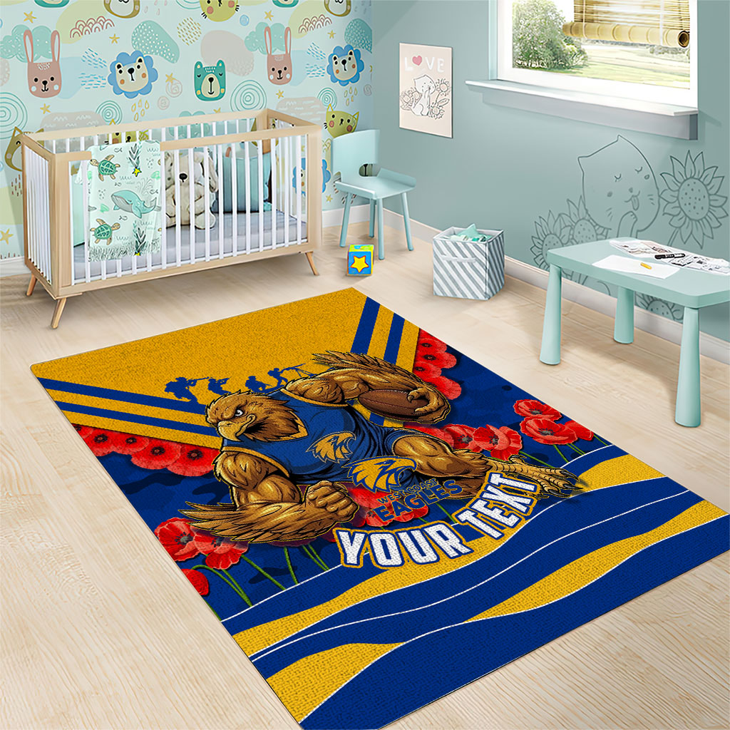 Personalised West Coast Eagles ANZAC Area Rug Military Remembrance Australian Football Mascot Camouflage