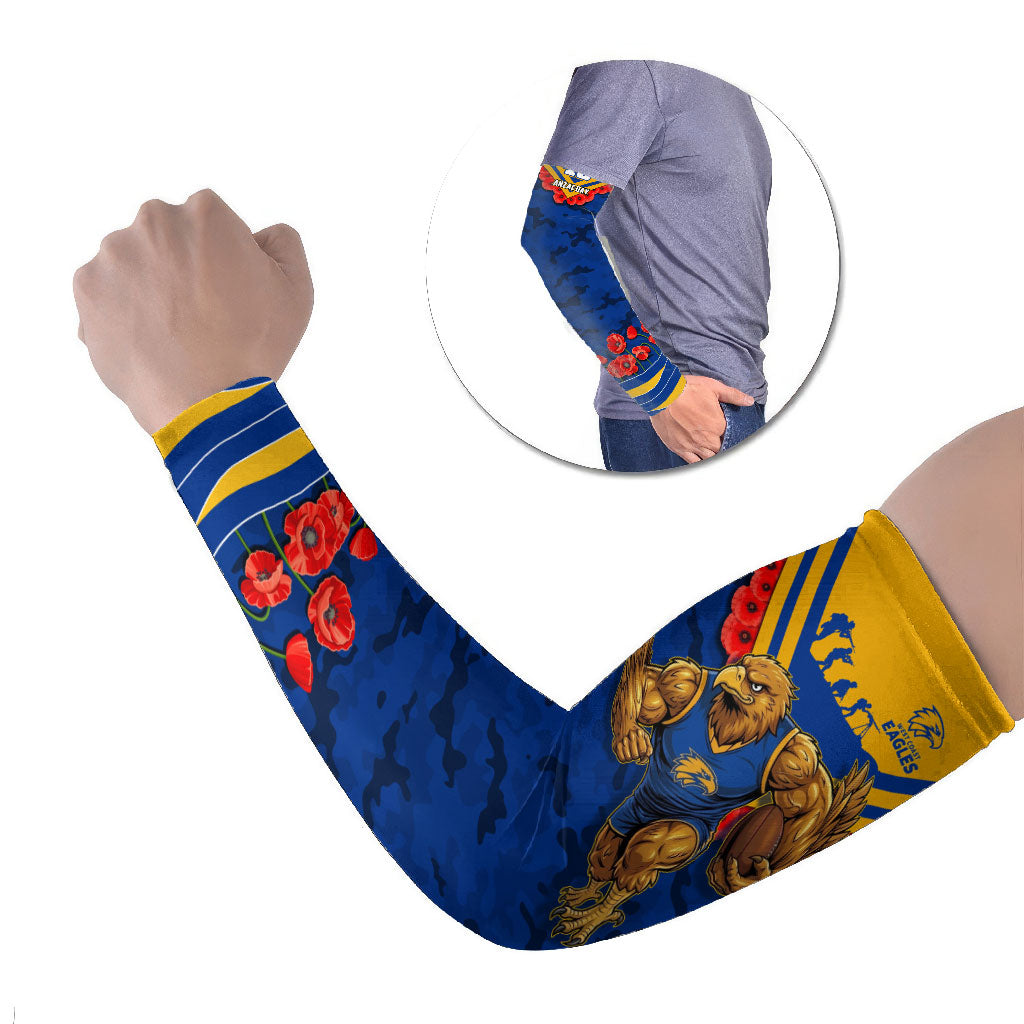 Personalised West Coast Eagles ANZAC Arm Sleeves Military Remembrance Australian Football Mascot Camouflage
