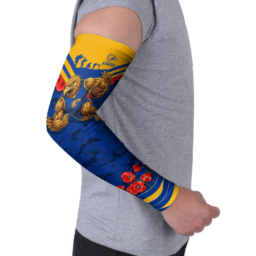 Personalised West Coast Eagles ANZAC Arm Sleeves Military Remembrance Australian Football Mascot Camouflage