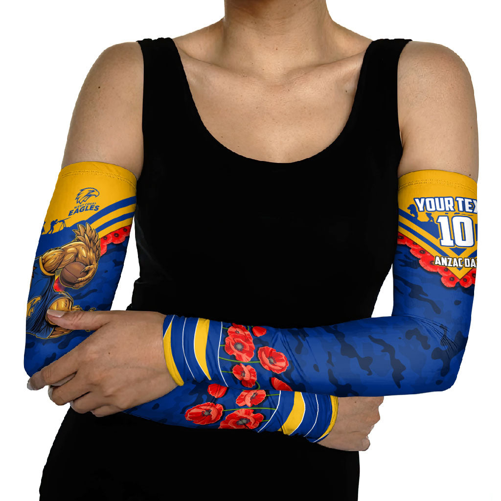 Personalised West Coast Eagles ANZAC Arm Sleeves Military Remembrance Australian Football Mascot Camouflage