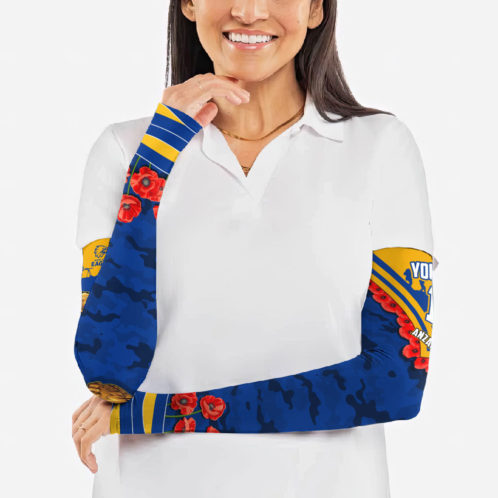 Personalised West Coast Eagles ANZAC Arm Sleeves Military Remembrance Australian Football Mascot Camouflage