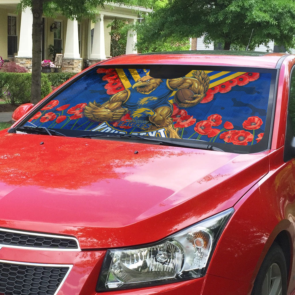 Personalised West Coast Eagles ANZAC Auto Sun Shade Military Remembrance Australian Football Mascot Camouflage