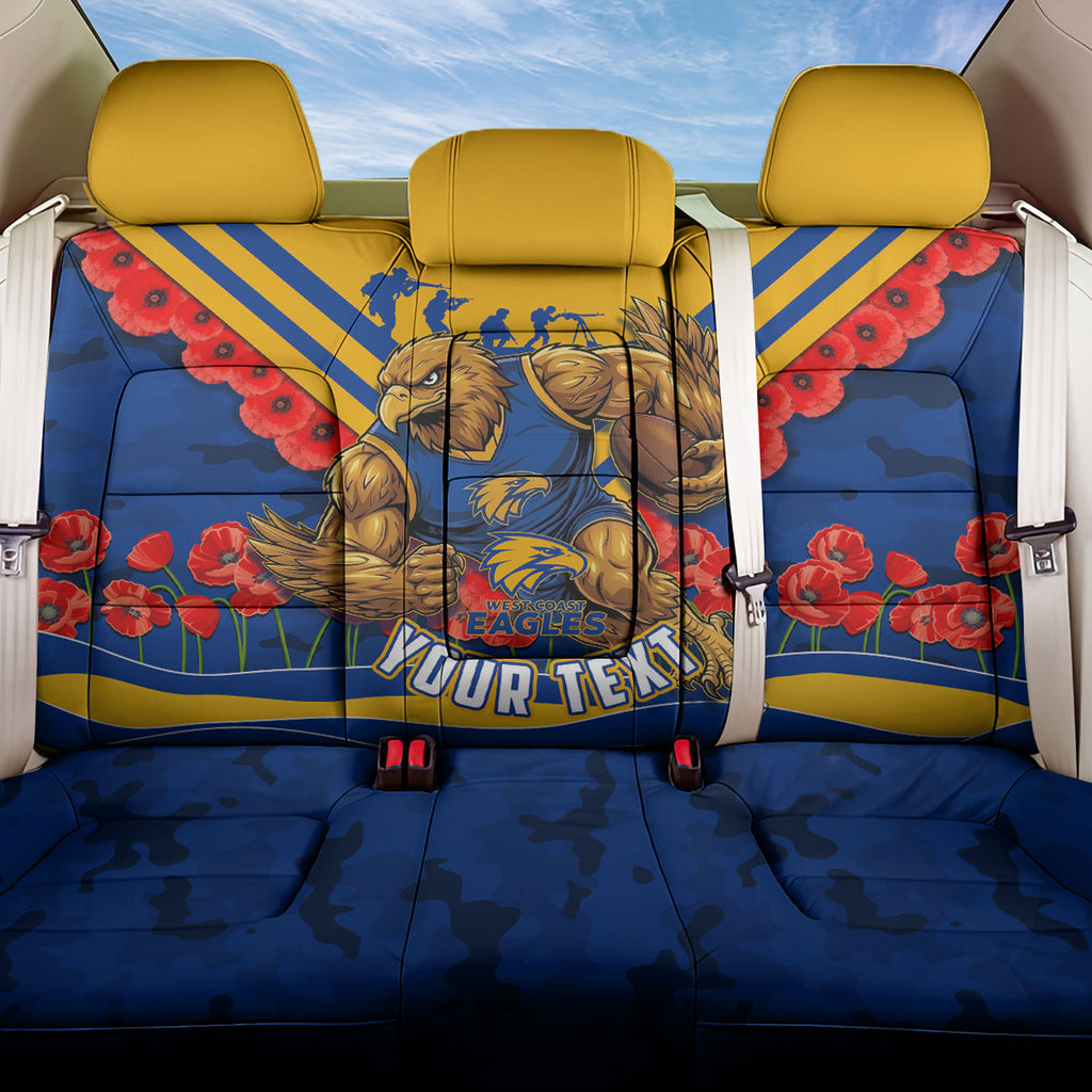 Personalised West Coast Eagles ANZAC Back Car Seat Cover Military Remembrance Australian Football Mascot Camouflage