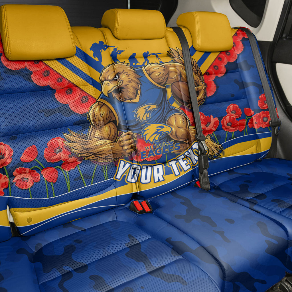 Personalised West Coast Eagles ANZAC Back Car Seat Cover Military Remembrance Australian Football Mascot Camouflage