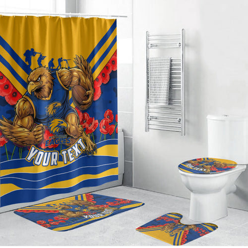 Personalised West Coast Eagles ANZAC Bathroom Set Military Remembrance Australian Football Mascot Camouflage