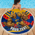 Personalised West Coast Eagles ANZAC Beach Blanket Military Remembrance Australian Football Mascot Camouflage