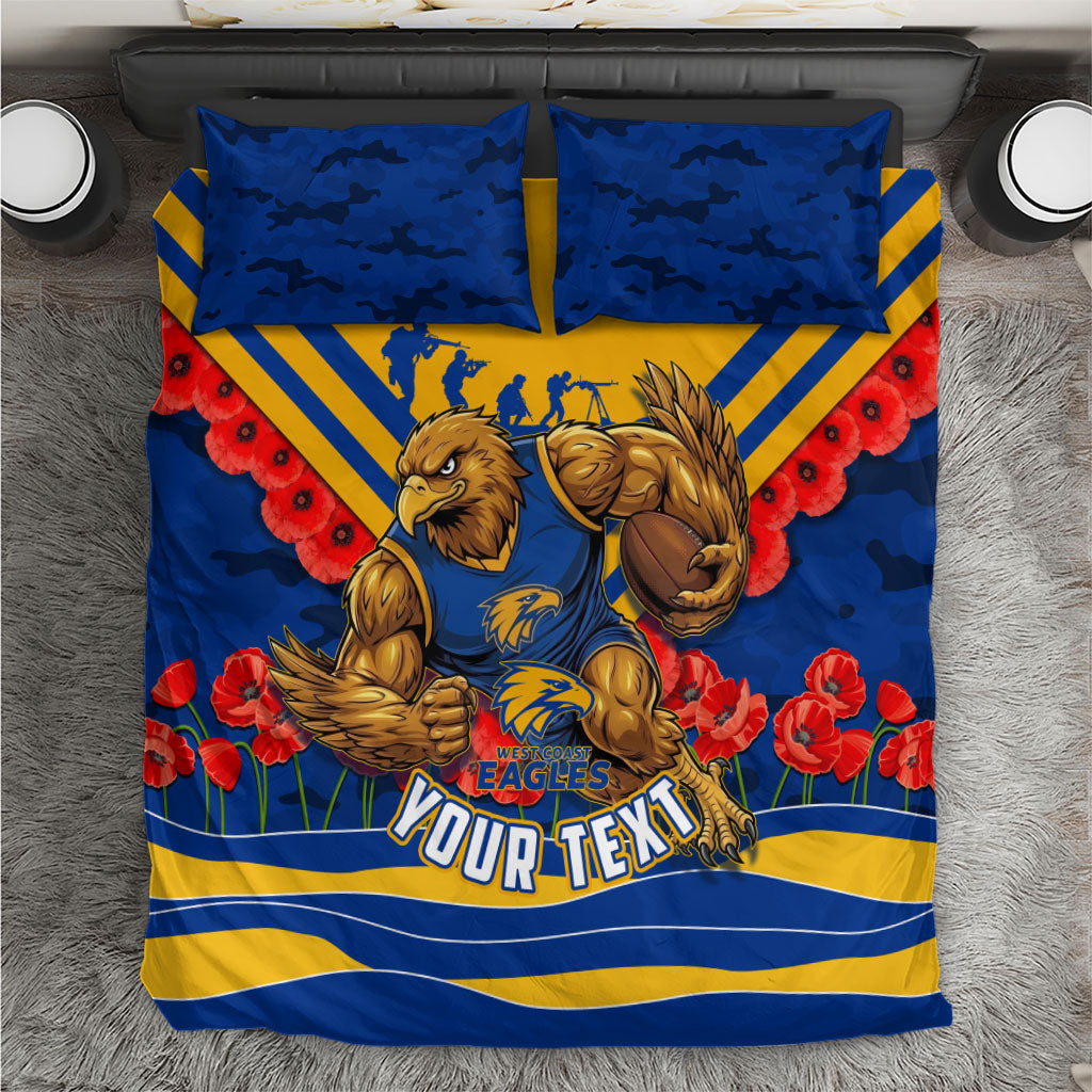 Personalised West Coast Eagles ANZAC Bedding Set Military Remembrance Australian Football Mascot Camouflage