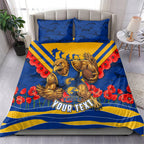 Personalised West Coast Eagles ANZAC Bedding Set Military Remembrance Australian Football Mascot Camouflage
