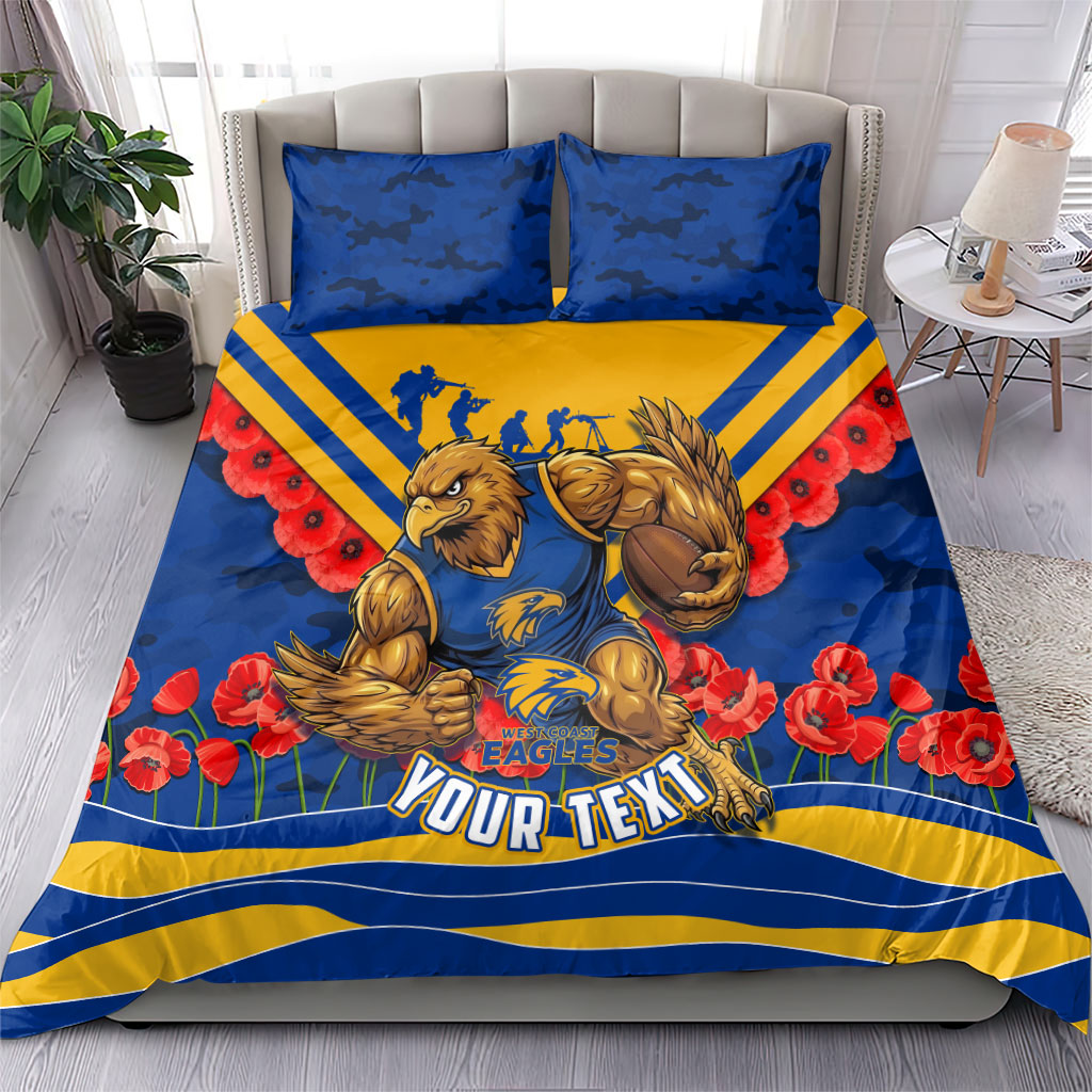 Personalised West Coast Eagles ANZAC Bedding Set Military Remembrance Australian Football Mascot Camouflage