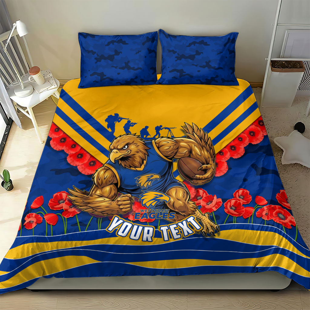Personalised West Coast Eagles ANZAC Bedding Set Military Remembrance Australian Football Mascot Camouflage