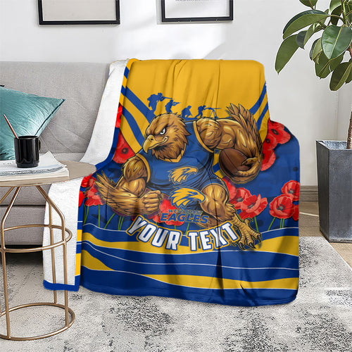 Personalised West Coast Eagles ANZAC Blanket Military Remembrance Australian Football Mascot Camouflage