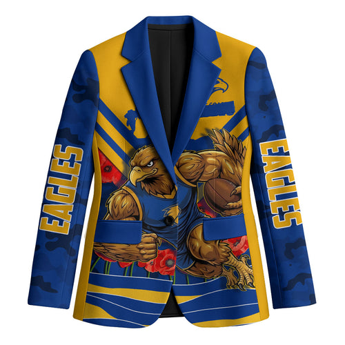 Personalised West Coast Eagles ANZAC Blazer Military Remembrance Australian Football Mascot Camouflage