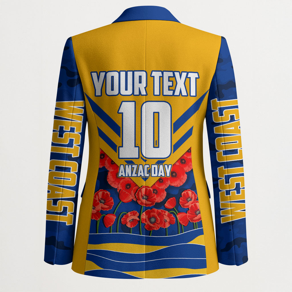 Personalised West Coast Eagles ANZAC Blazer Military Remembrance Australian Football Mascot Camouflage