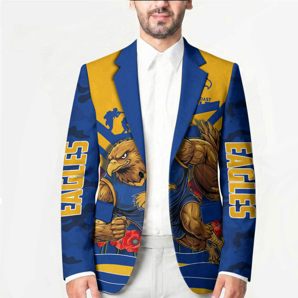 Personalised West Coast Eagles ANZAC Blazer Military Remembrance Australian Football Mascot Camouflage