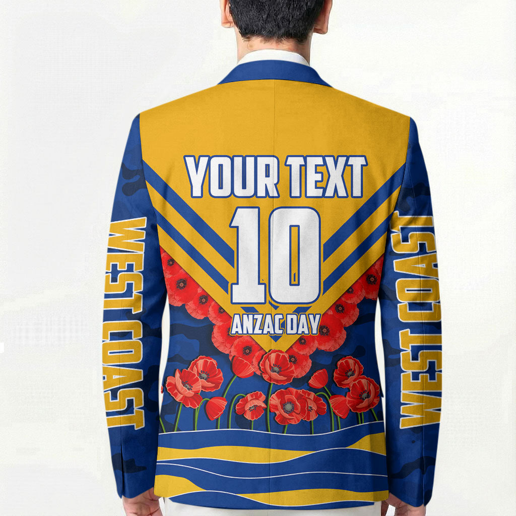 Personalised West Coast Eagles ANZAC Blazer Military Remembrance Australian Football Mascot Camouflage