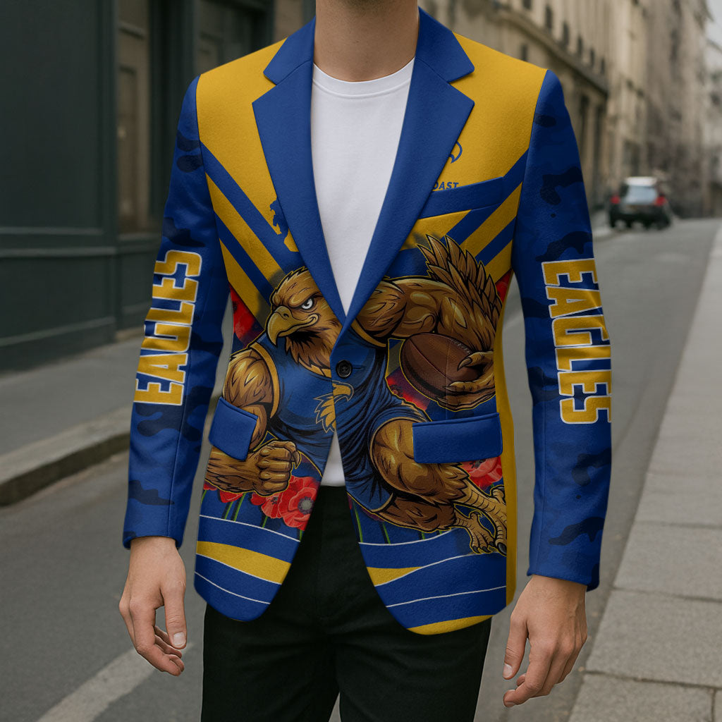 Personalised West Coast Eagles ANZAC Blazer Military Remembrance Australian Football Mascot Camouflage