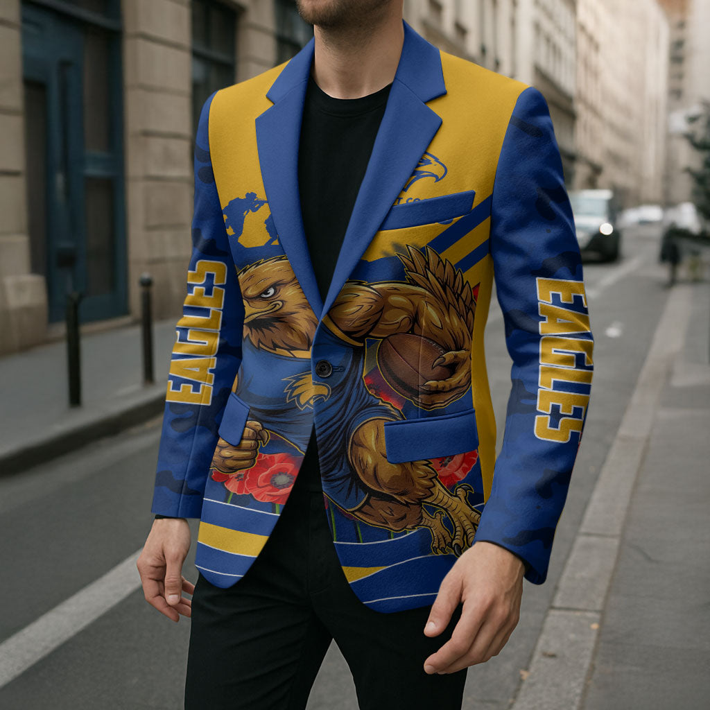 Personalised West Coast Eagles ANZAC Blazer Military Remembrance Australian Football Mascot Camouflage