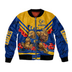 Personalised West Coast Eagles ANZAC Bomber Jacket Military Remembrance Australian Football Mascot Camouflage