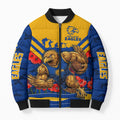 Personalised West Coast Eagles ANZAC Bomber Puffer Jacket Military Remembrance Australian Football Mascot Camouflage