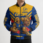 Personalised West Coast Eagles ANZAC Bomber Puffer Jacket Military Remembrance Australian Football Mascot Camouflage