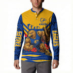 Personalised West Coast Eagles ANZAC Button Sweatshirt Military Remembrance Australian Football Mascot Camouflage
