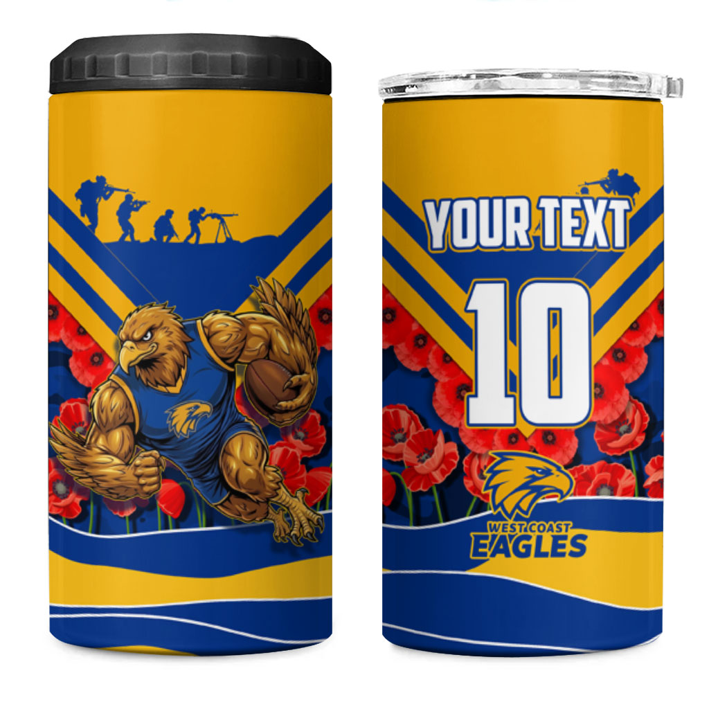 Personalised West Coast Eagles ANZAC 4 in 1 Can Cooler Tumbler Military Remembrance Australian Football Mascot Camouflage