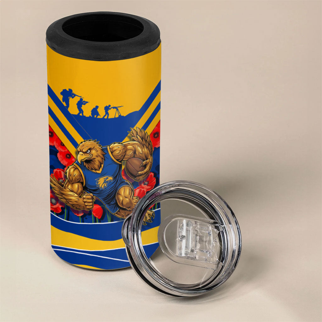 Personalised West Coast Eagles ANZAC 4 in 1 Can Cooler Tumbler Military Remembrance Australian Football Mascot Camouflage