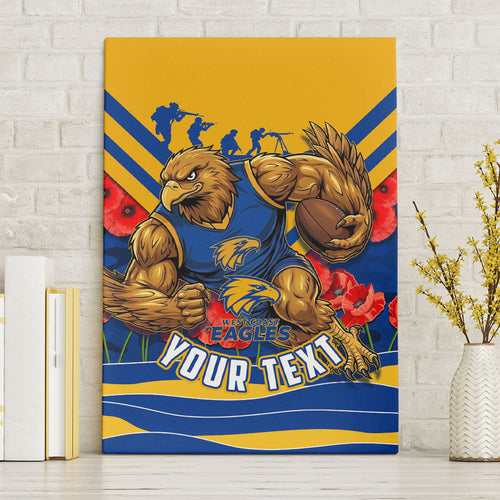 Personalised West Coast Eagles ANZAC Canvas Wall Art Military Remembrance Australian Football Mascot Camouflage