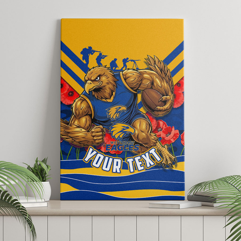 Personalised West Coast Eagles ANZAC Canvas Wall Art Military Remembrance Australian Football Mascot Camouflage