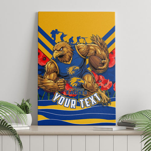 Personalised West Coast Eagles ANZAC Canvas Wall Art Military Remembrance Australian Football Mascot Camouflage