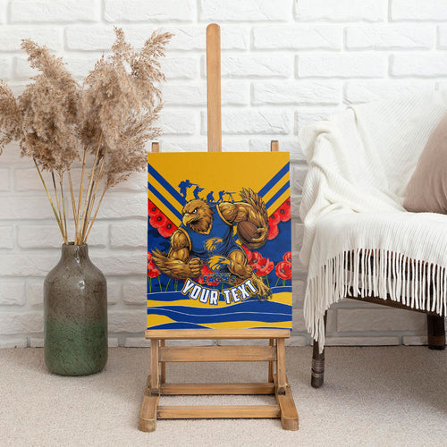 Personalised West Coast Eagles ANZAC Canvas Wall Art Military Remembrance Australian Football Mascot Camouflage