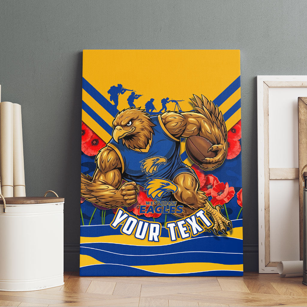 Personalised West Coast Eagles ANZAC Canvas Wall Art Military Remembrance Australian Football Mascot Camouflage