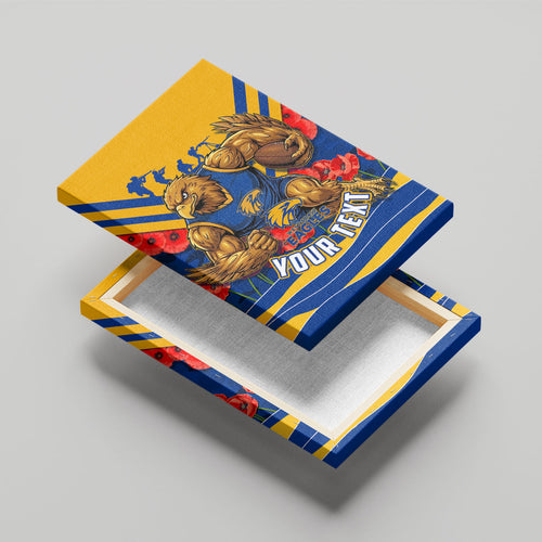 Personalised West Coast Eagles ANZAC Canvas Wall Art Military Remembrance Australian Football Mascot Camouflage