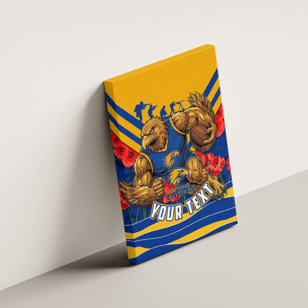 Personalised West Coast Eagles ANZAC Canvas Wall Art Military Remembrance Australian Football Mascot Camouflage