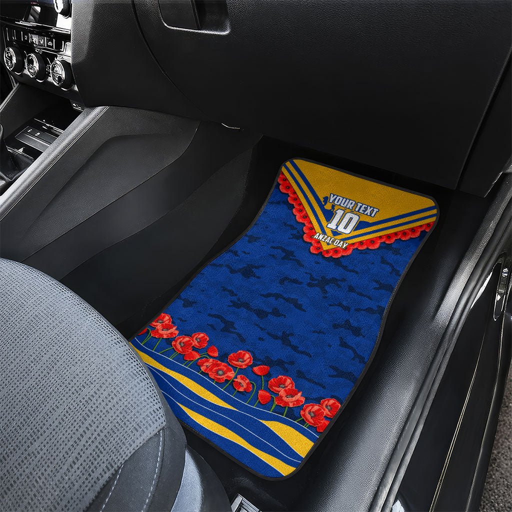 Personalised West Coast Eagles ANZAC Car Mats Military Remembrance Australian Football Mascot Camouflage