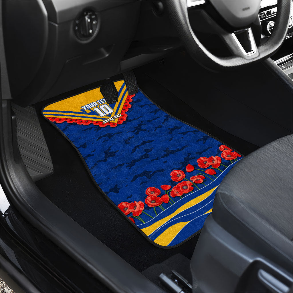 Personalised West Coast Eagles ANZAC Car Mats Military Remembrance Australian Football Mascot Camouflage