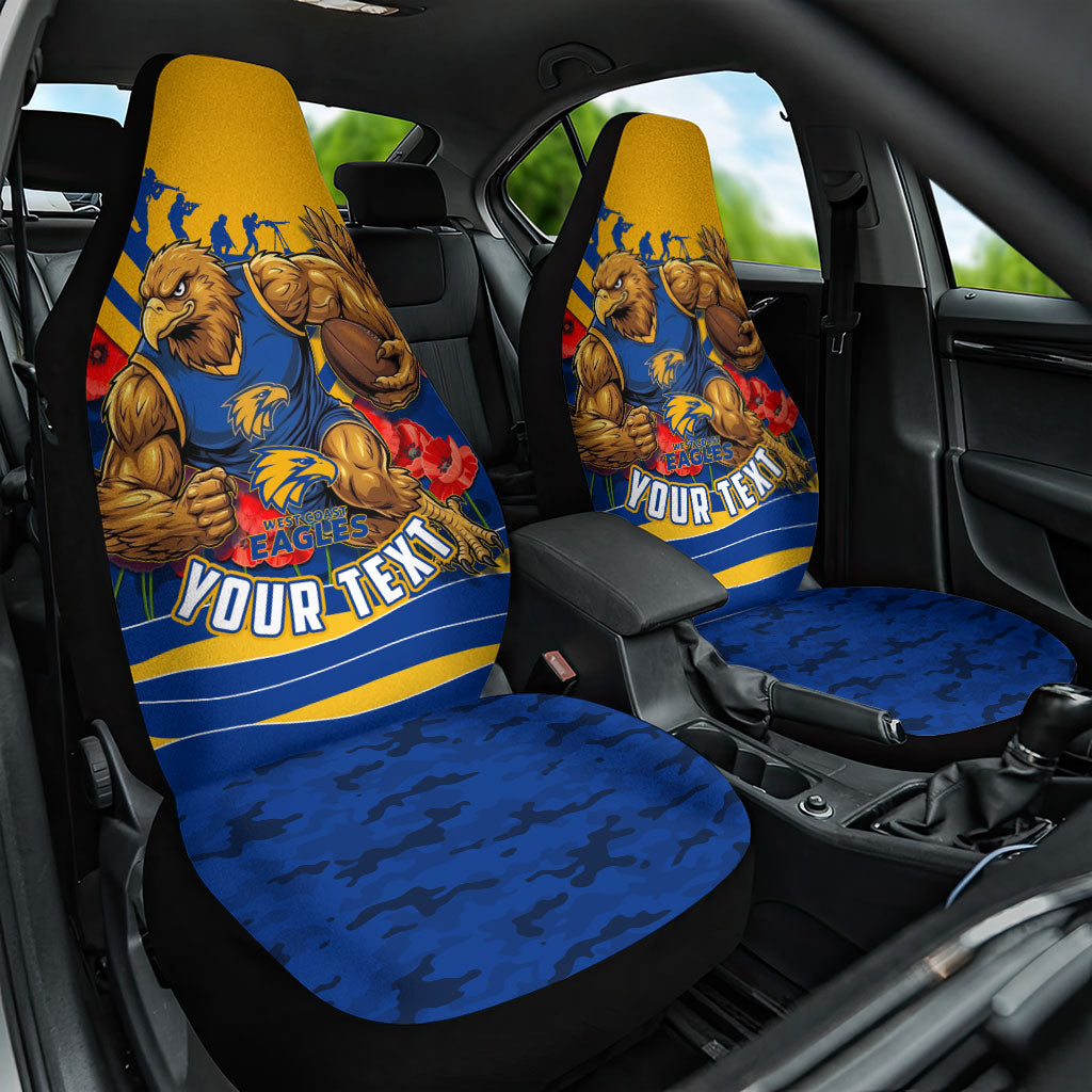 Personalised West Coast Eagles ANZAC Car Seat Cover Military Remembrance Australian Football Mascot Camouflage