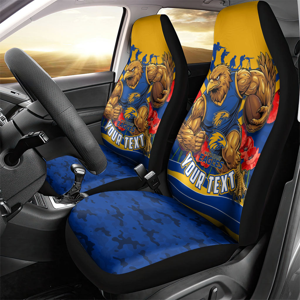 Personalised West Coast Eagles ANZAC Car Seat Cover Military Remembrance Australian Football Mascot Camouflage