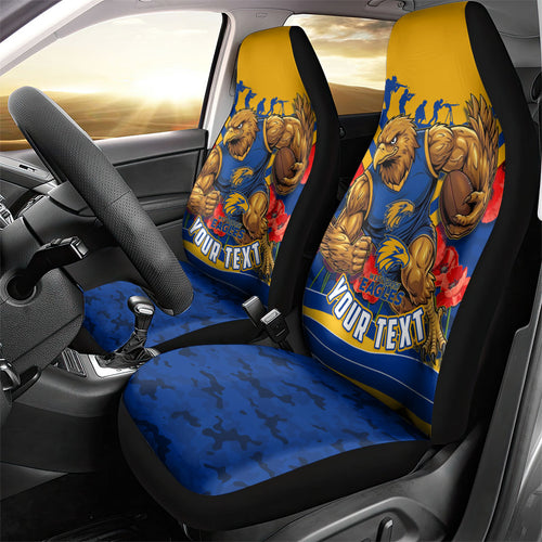 Personalised West Coast Eagles ANZAC Car Seat Cover Military Remembrance Australian Football Mascot Camouflage