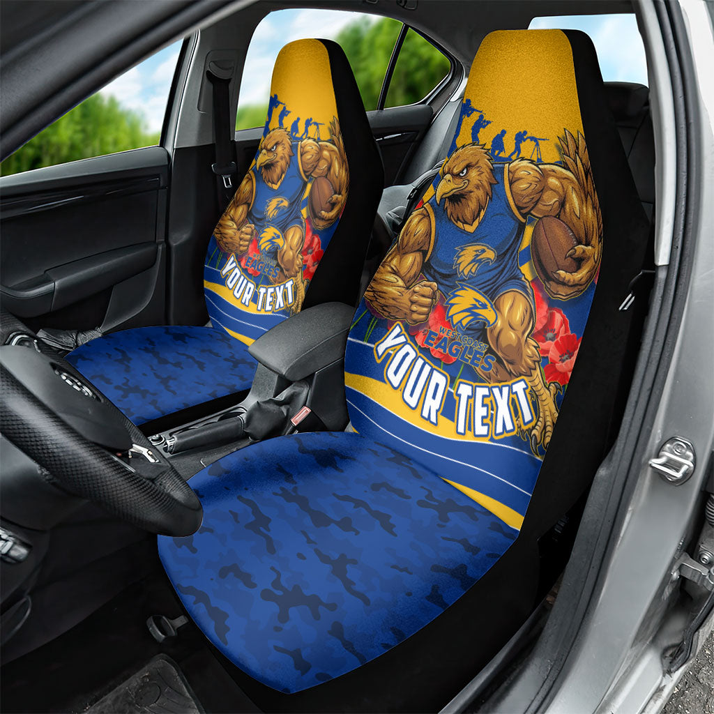 Personalised West Coast Eagles ANZAC Car Seat Cover Military Remembrance Australian Football Mascot Camouflage